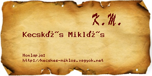Kecskés Miklós névjegykártya